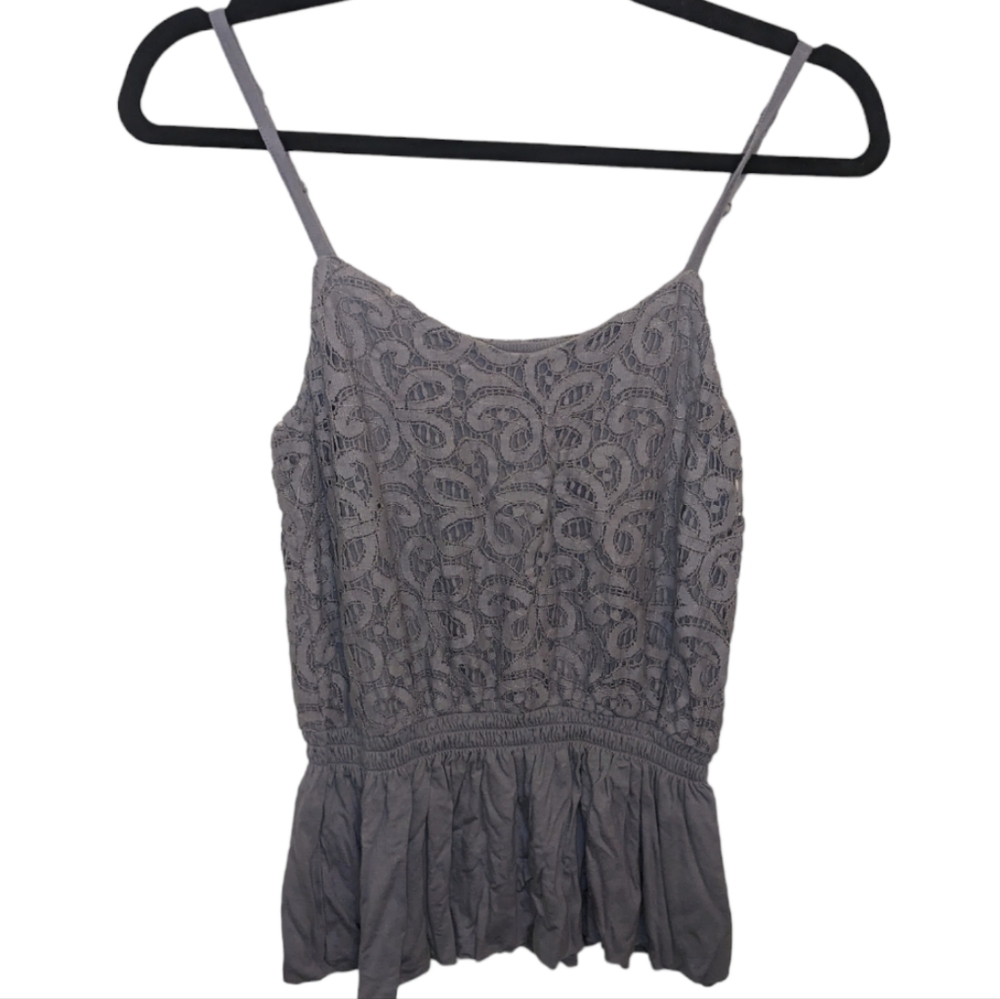 Express Gray Peplum Lace Cami Top XS 🌸💫